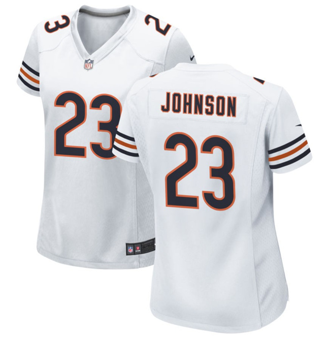 Women's Chicago Bears #23 Roschon Johnson White Football Stitched Game Jersey(Run Small)